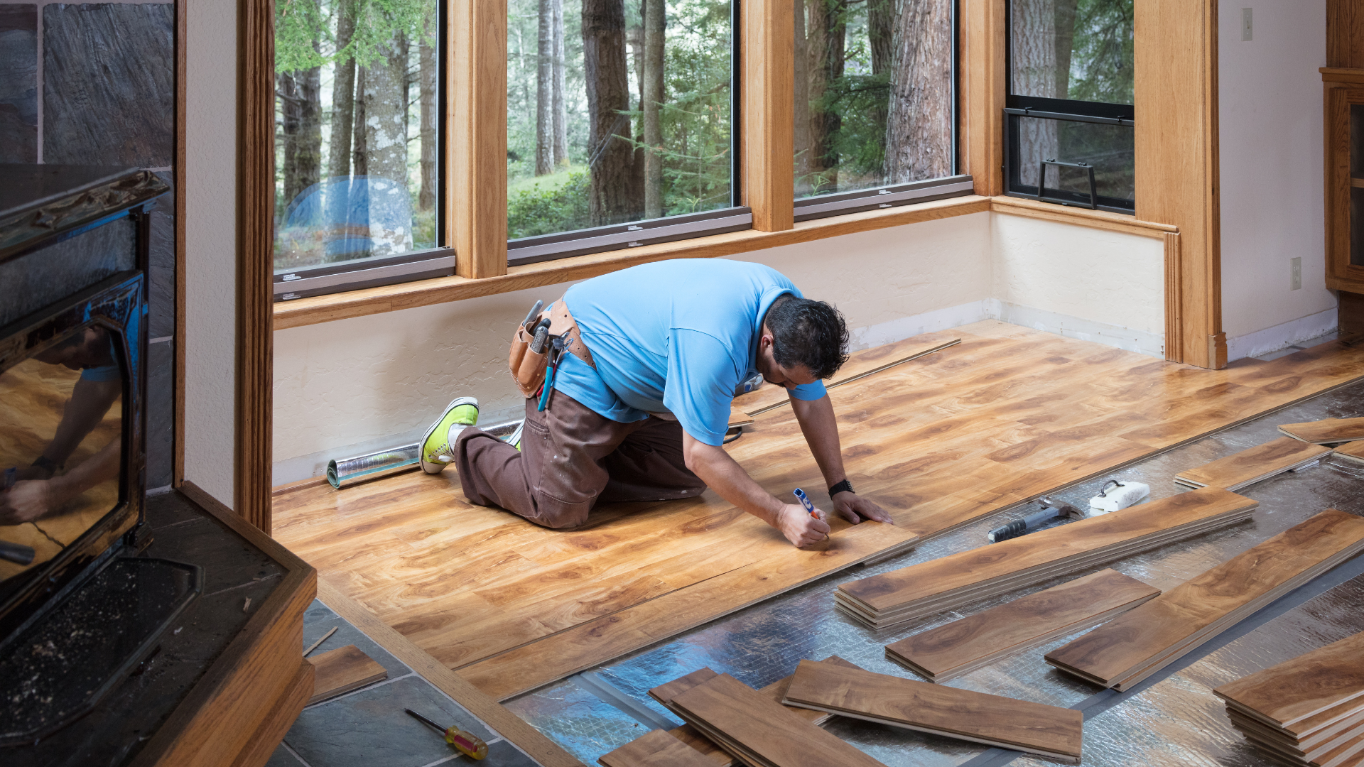 Jose Ardon, owner of Ardon's Flooring, on a job site in Los Angeles